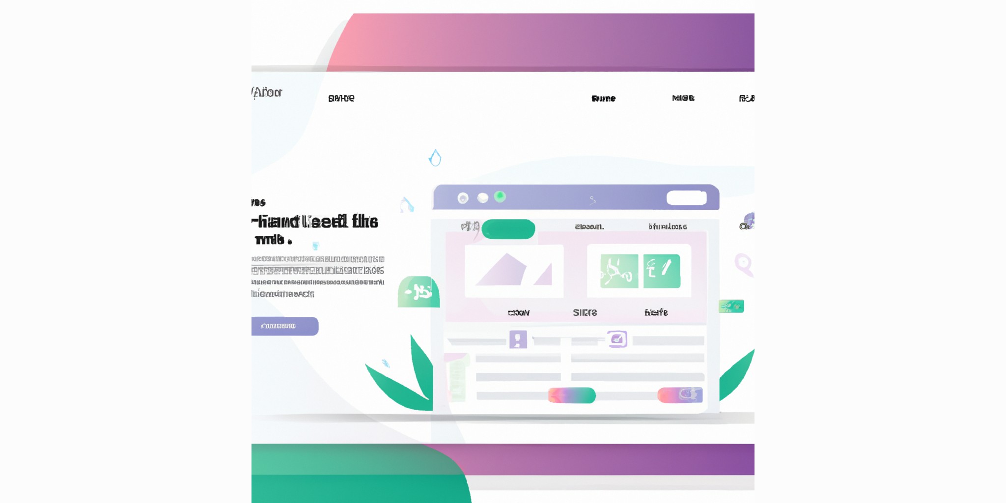 a website in flat illustration style with gradients and white background