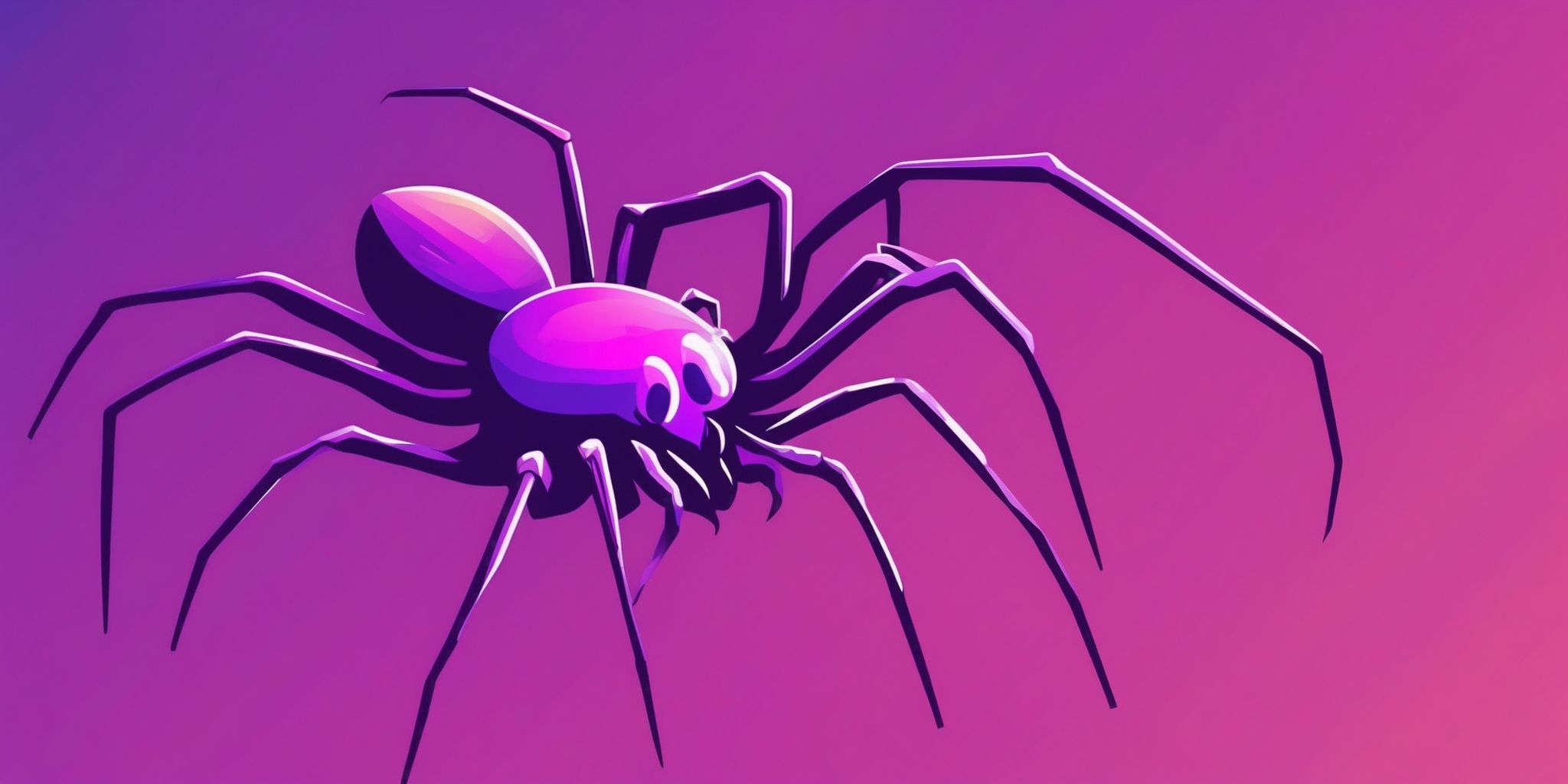 Spider in flat illustration style, colorful purple gradient colors