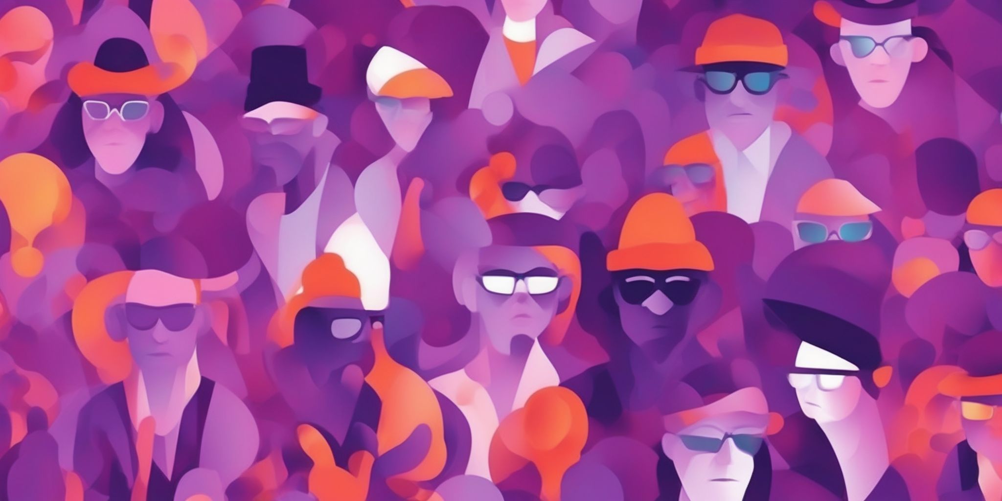 Incognito in flat illustration style, colorful purple gradient colors