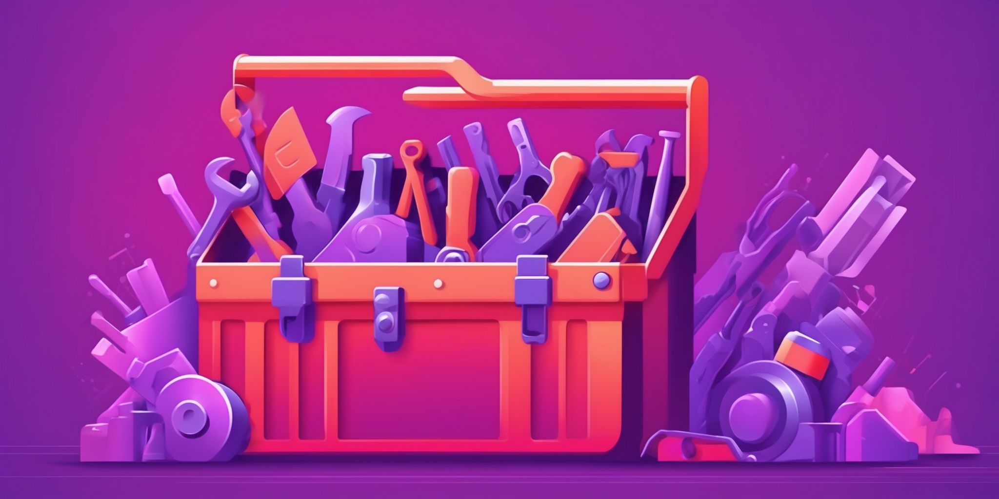 Toolbox in flat illustration style, colorful purple gradient colors