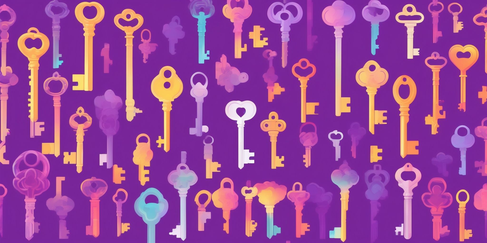 Key in flat illustration style, colorful purple gradient colors