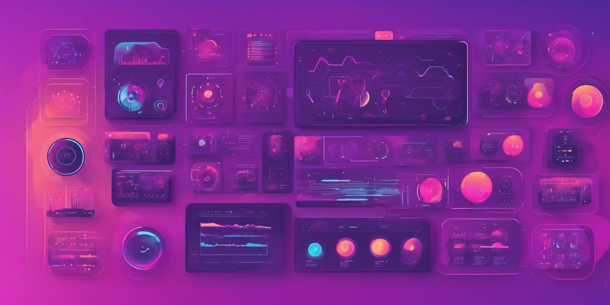 Control in flat illustration style, colorful purple gradient colors