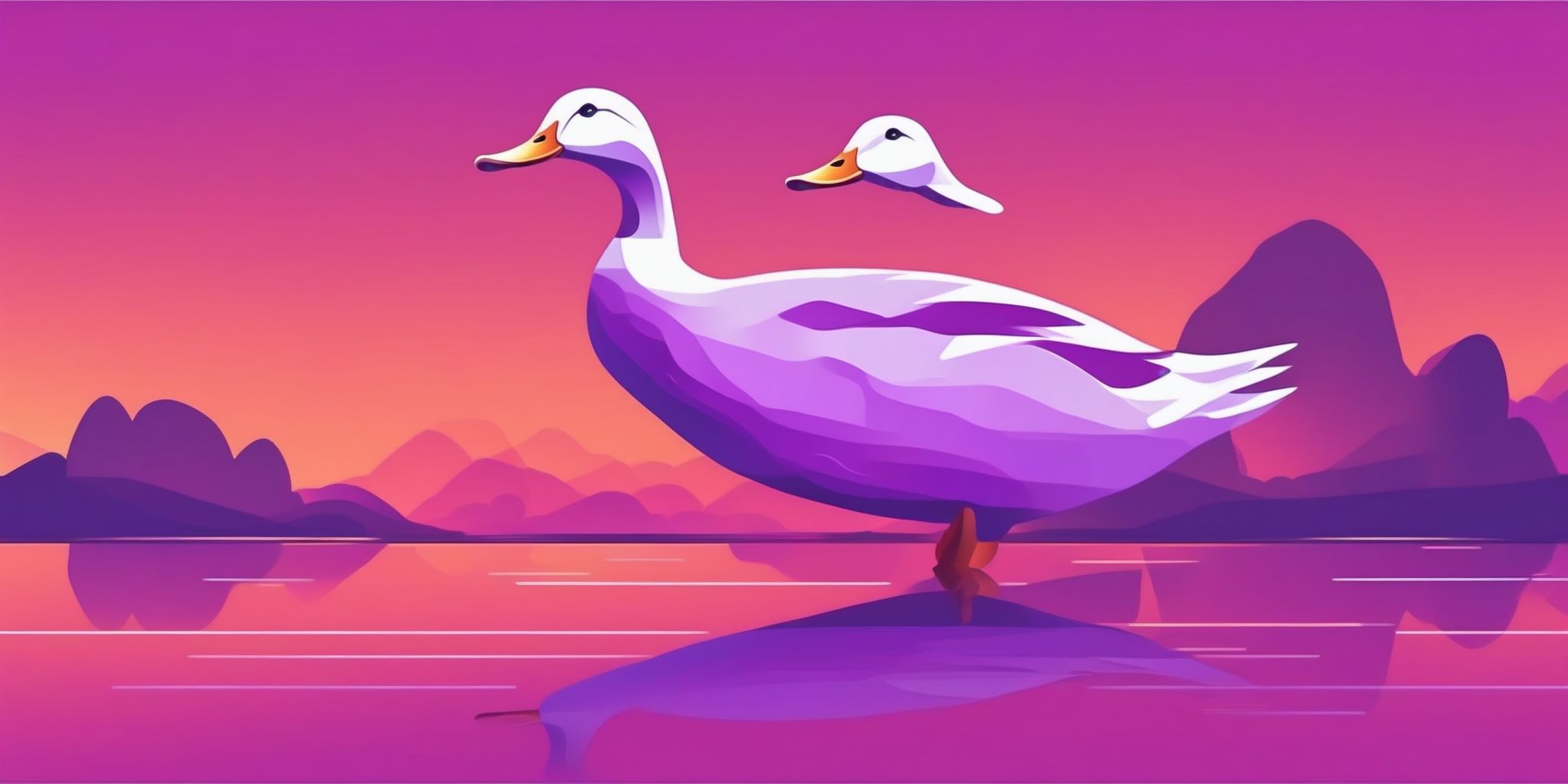 Duck in flat illustration style, colorful purple gradient colors