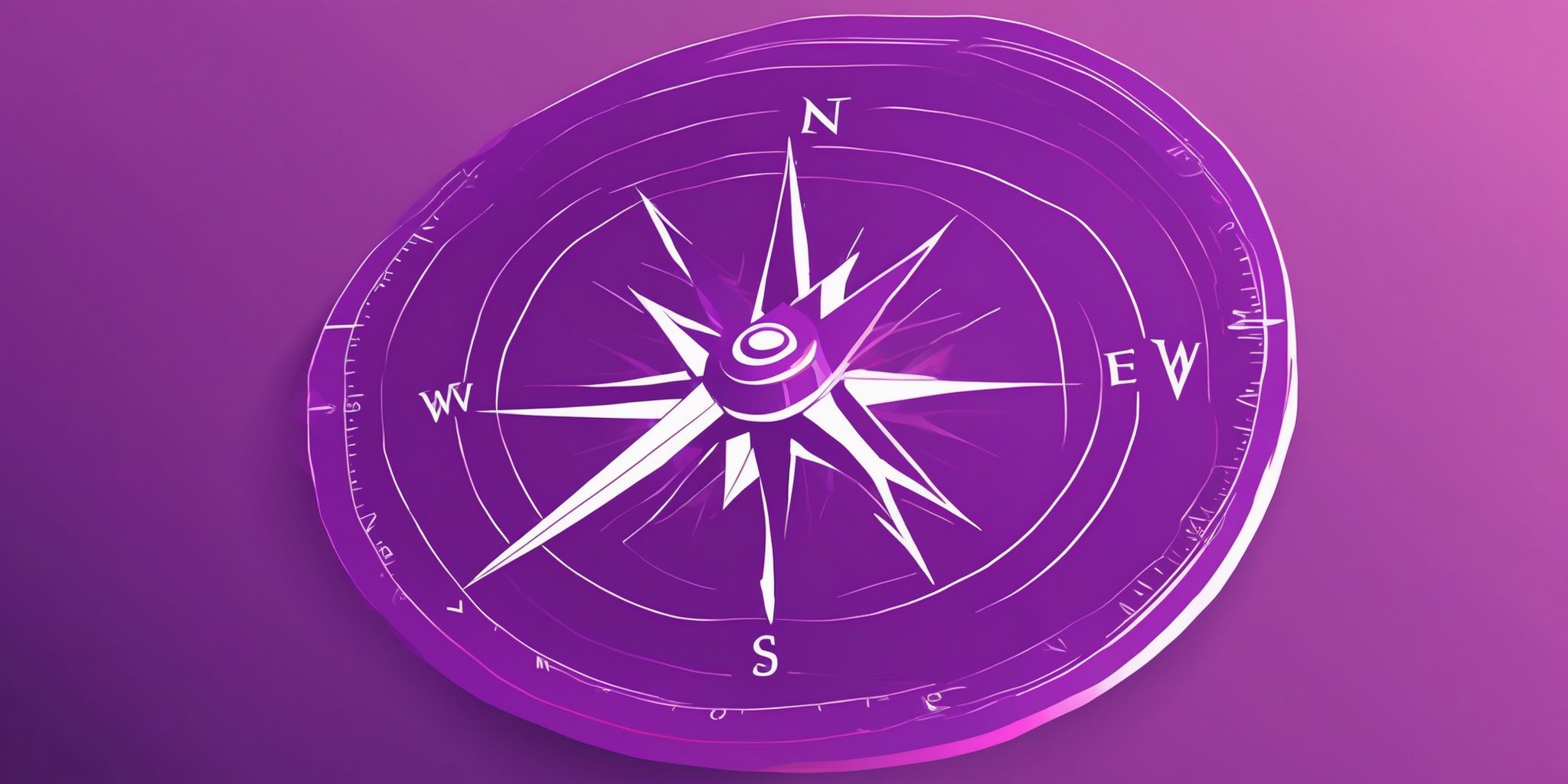 Image Metaphor: Compass in flat illustration style, colorful purple gradient colors