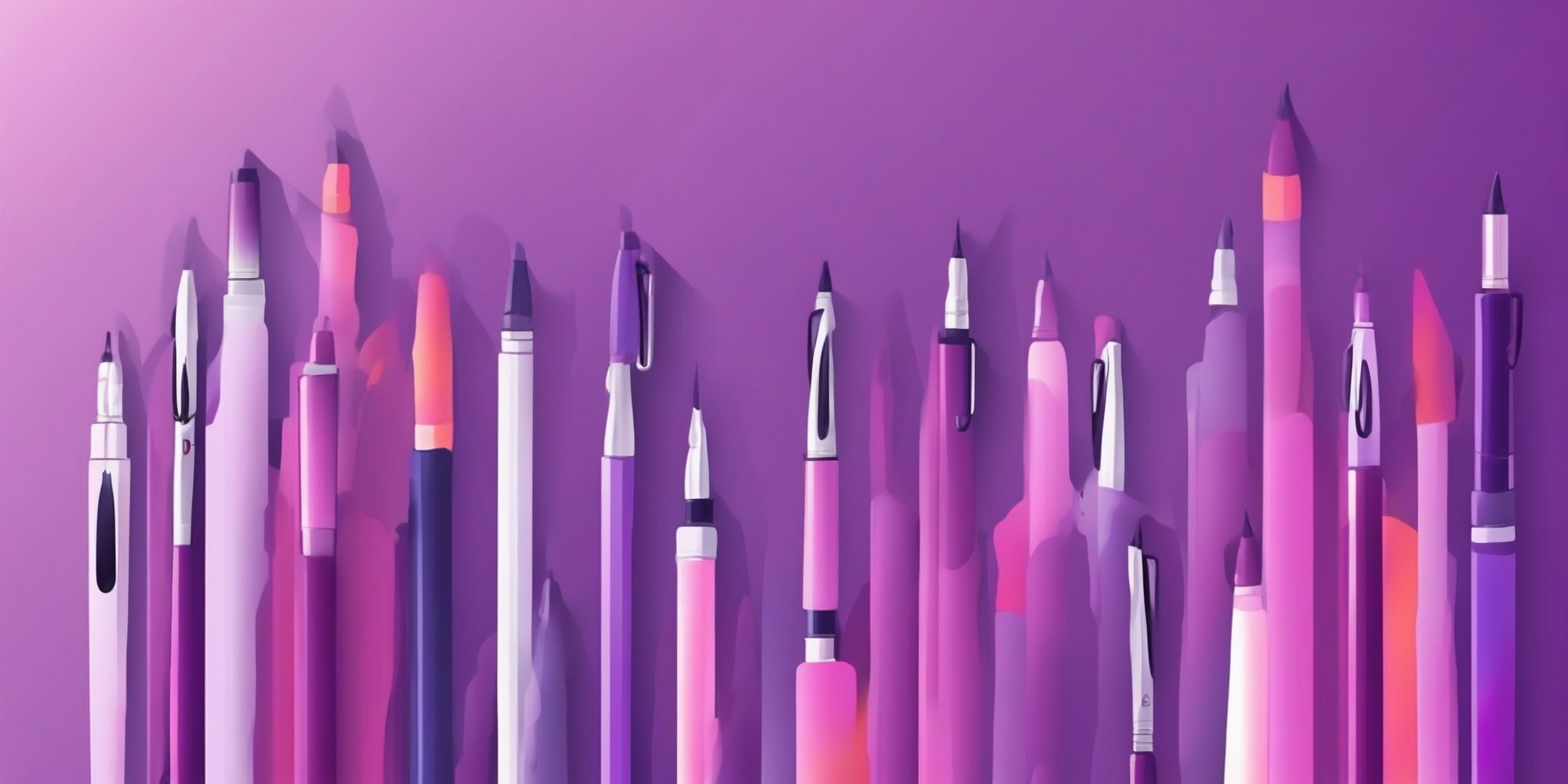 Pen in flat illustration style, colorful purple gradient colors