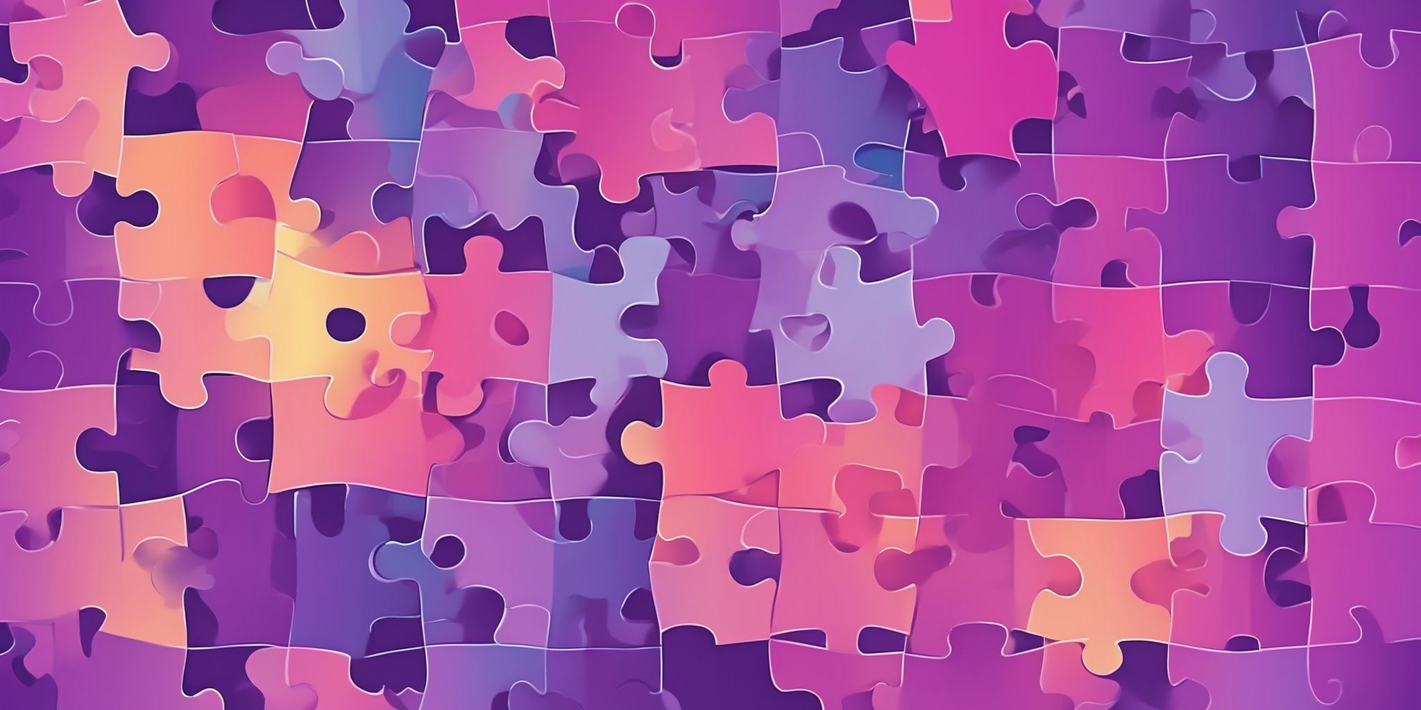 Puzzle in flat illustration style, colorful purple gradient colors