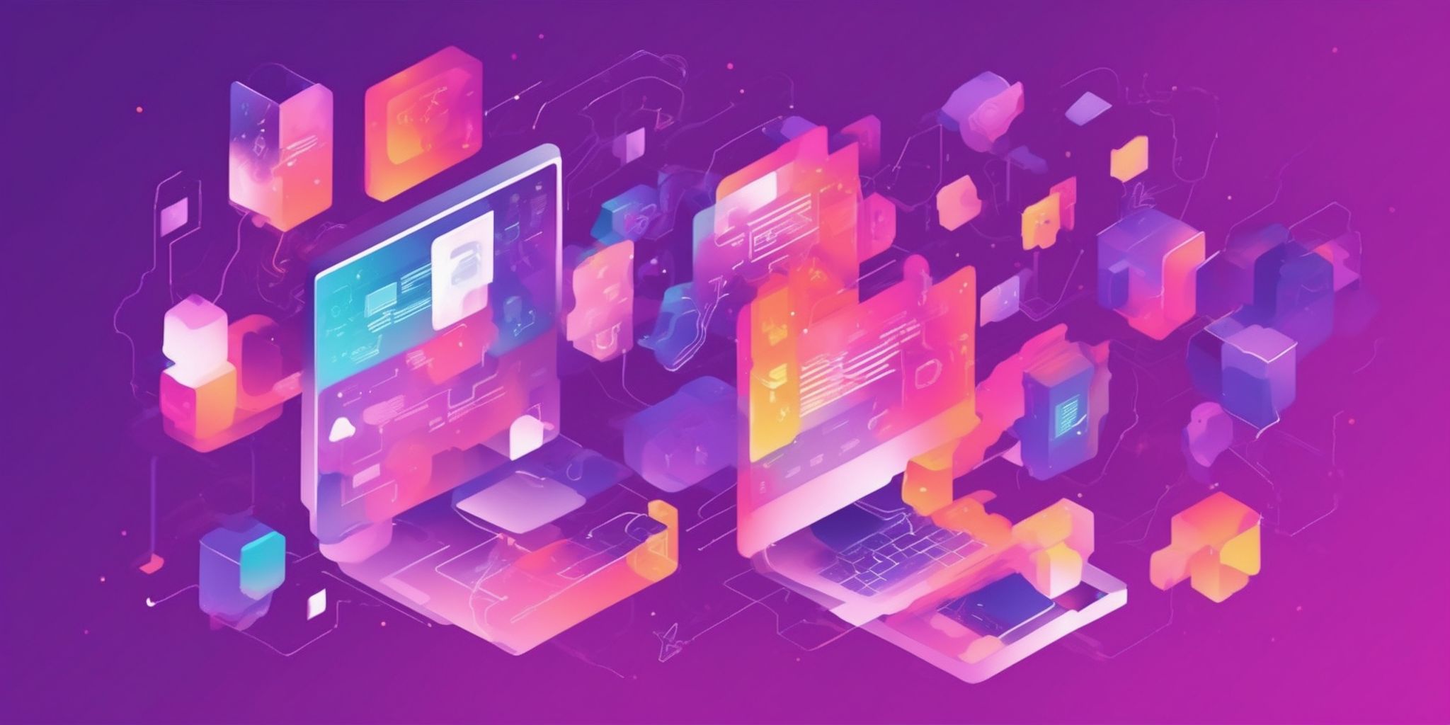 Image Metaphor: Code in flat illustration style, colorful purple gradient colors