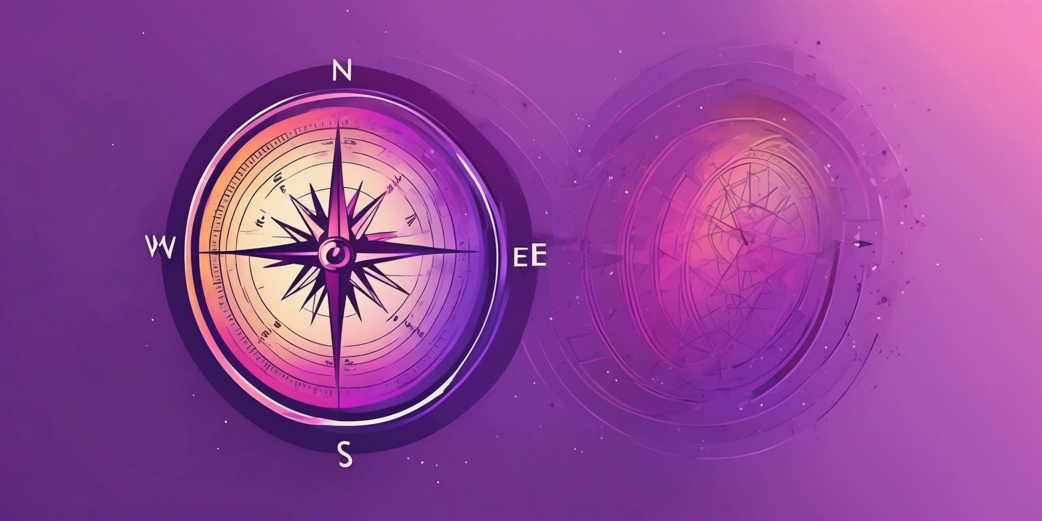 Compass in flat illustration style, colorful purple gradient colors