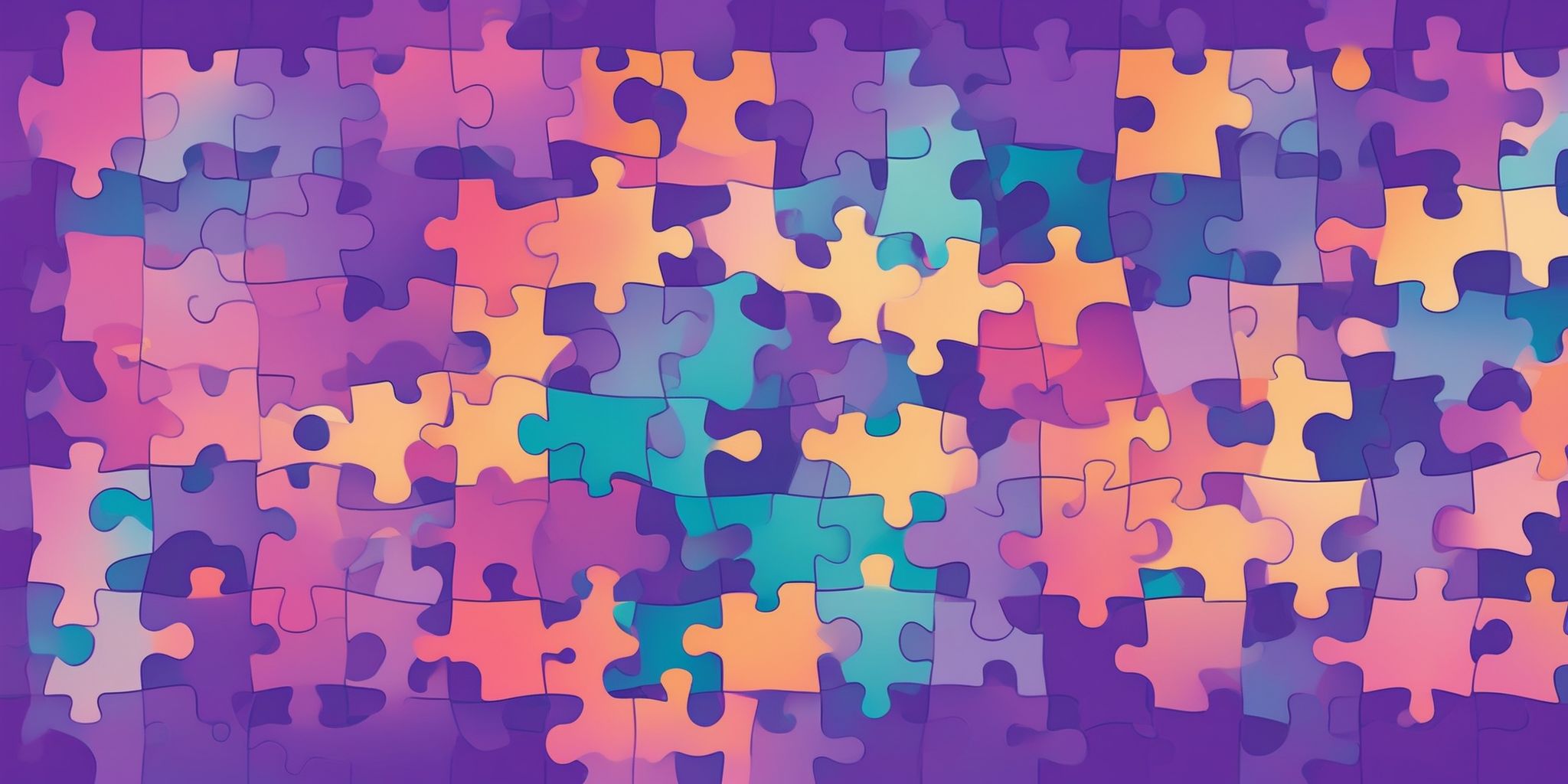 Puzzle in flat illustration style, colorful purple gradient colors