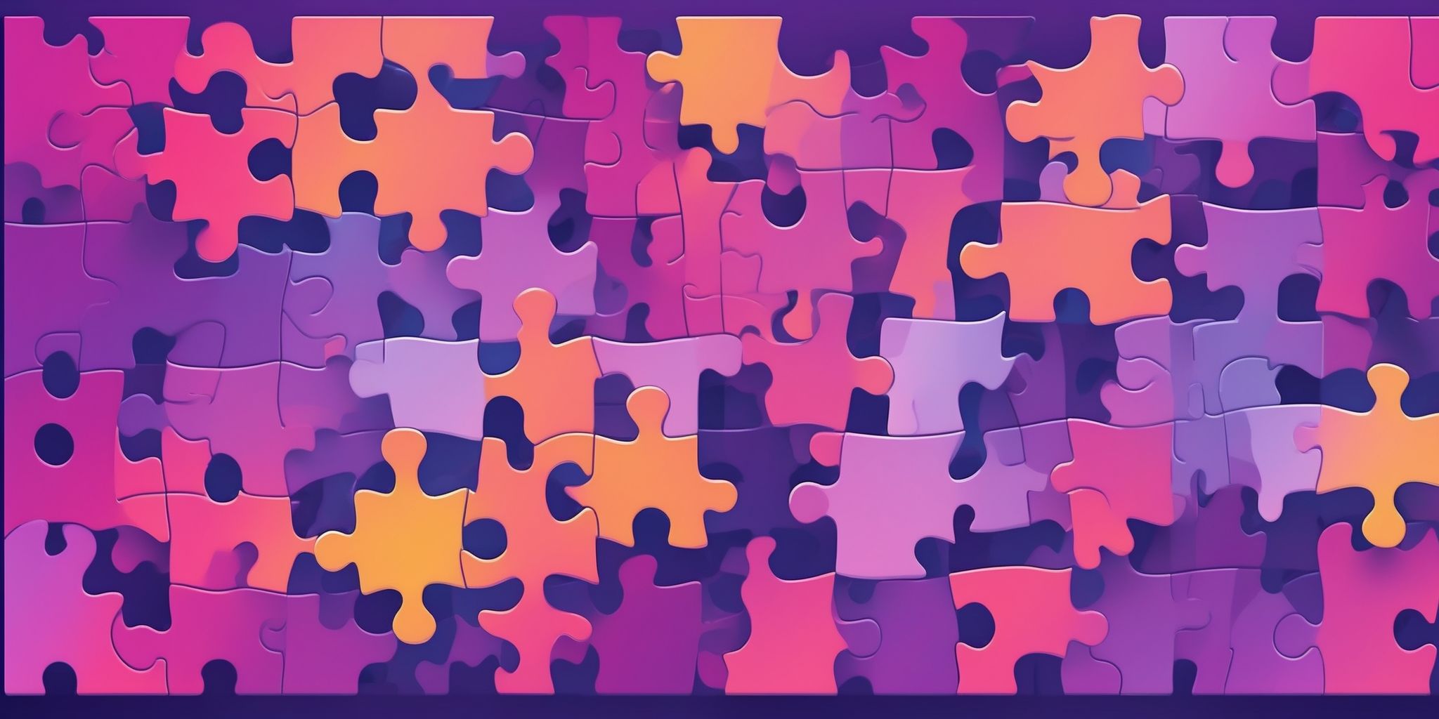 Puzzle in flat illustration style, colorful purple gradient colors