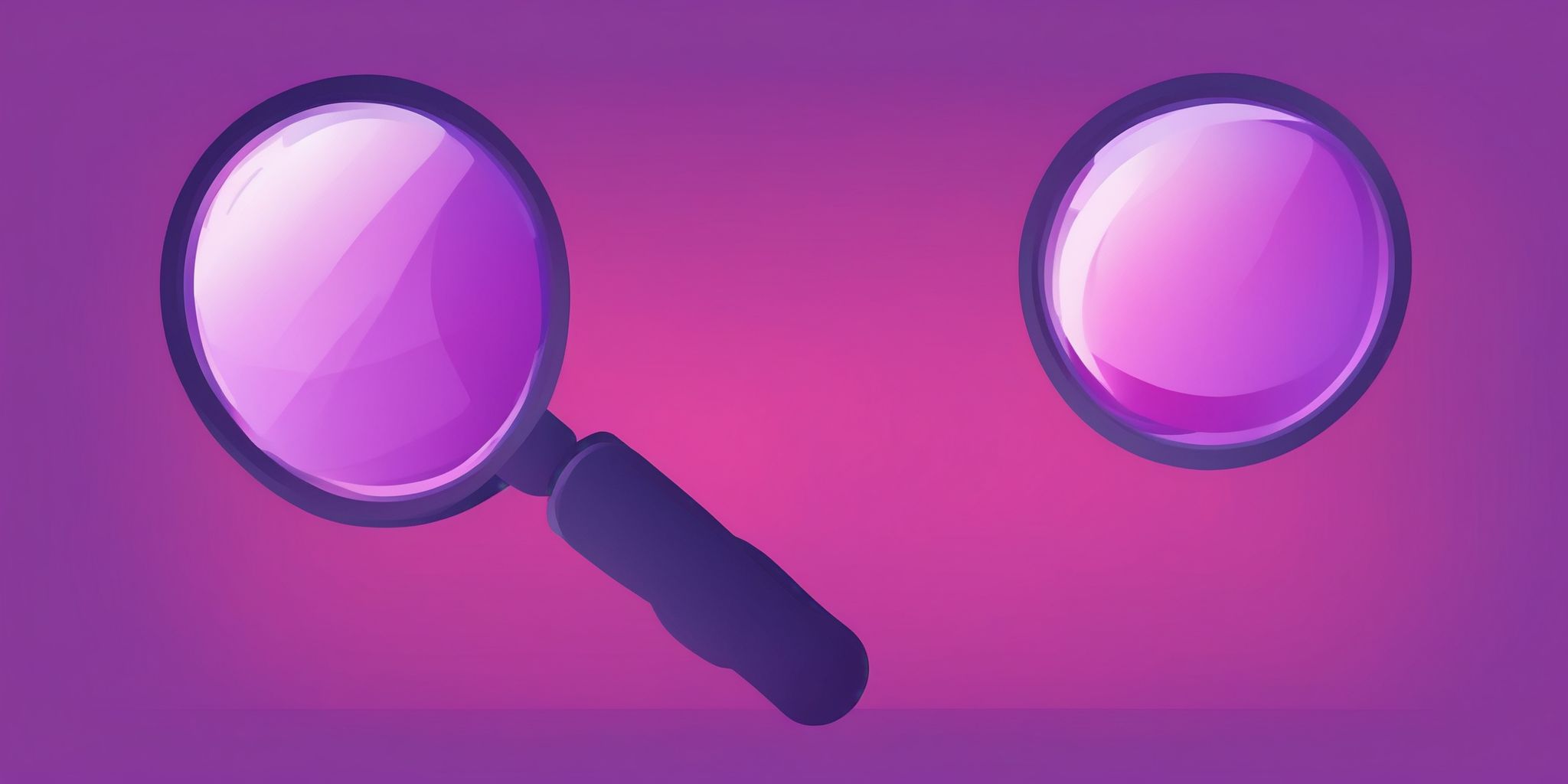 Magnifying glass in flat illustration style, colorful purple gradient colors