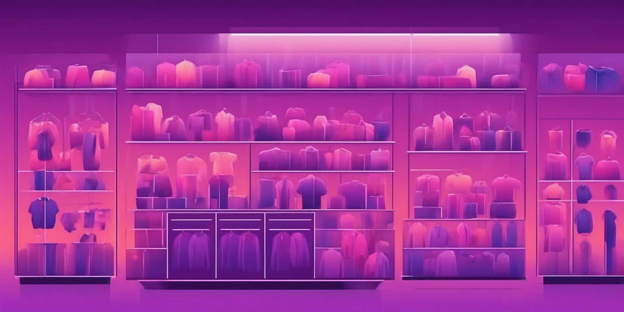 Showcase in flat illustration style, colorful purple gradient colors