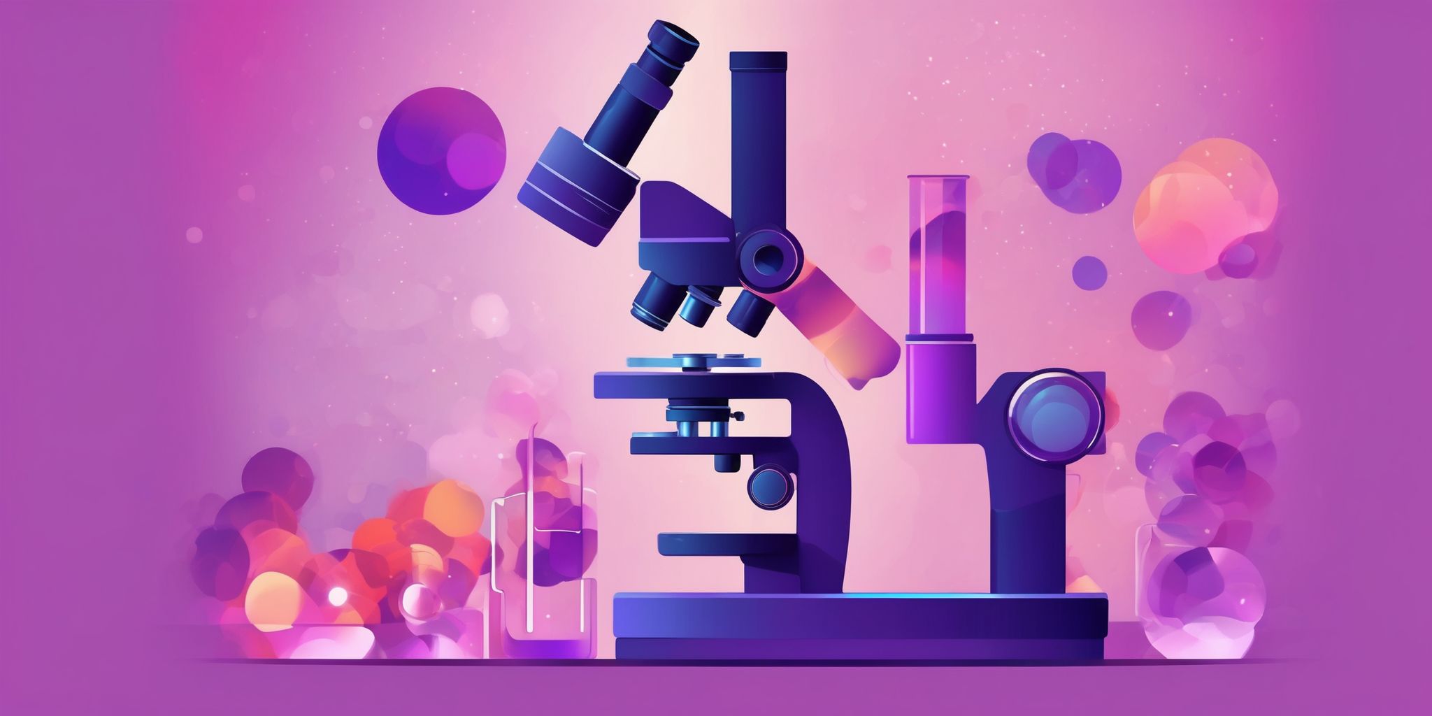 Microscope in flat illustration style, colorful purple gradient colors