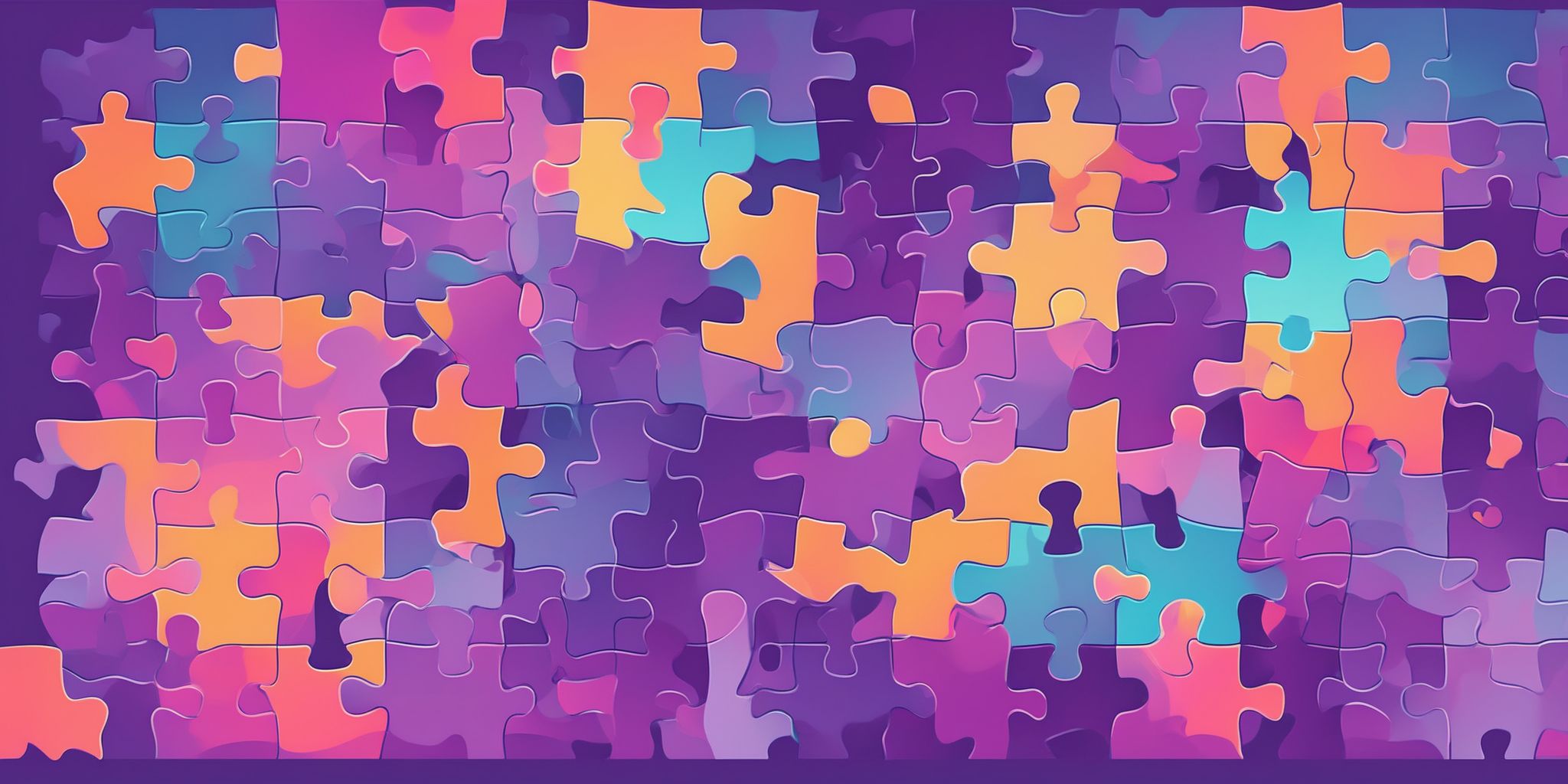 Puzzle in flat illustration style, colorful purple gradient colors