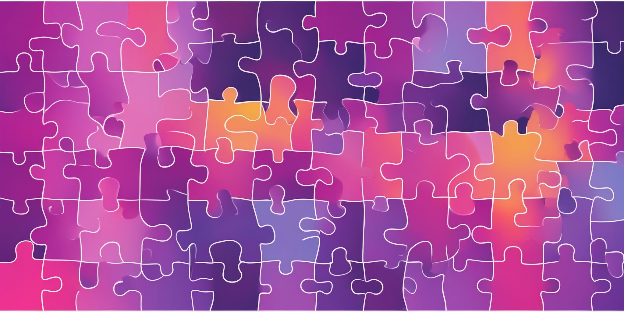 Puzzle in flat illustration style, colorful purple gradient colors