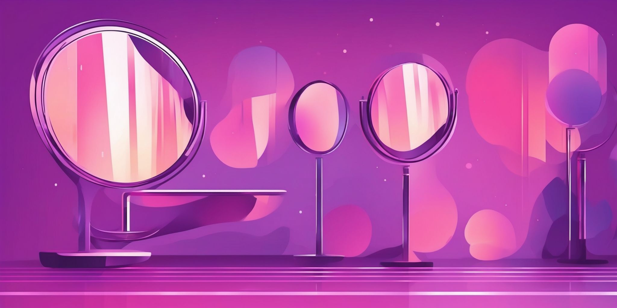 Mirror in flat illustration style, colorful purple gradient colors