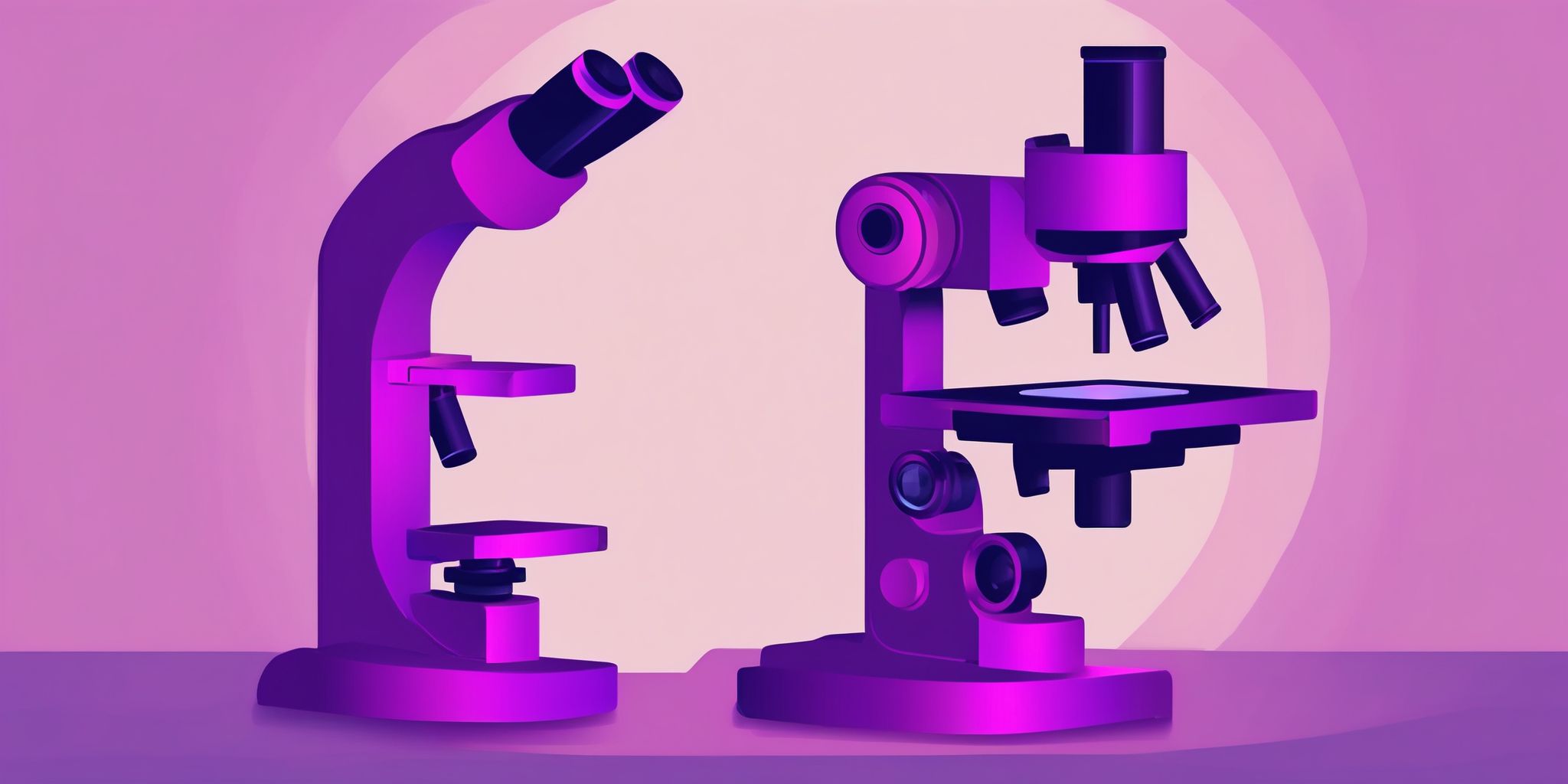 Microscope in flat illustration style, colorful purple gradient colors