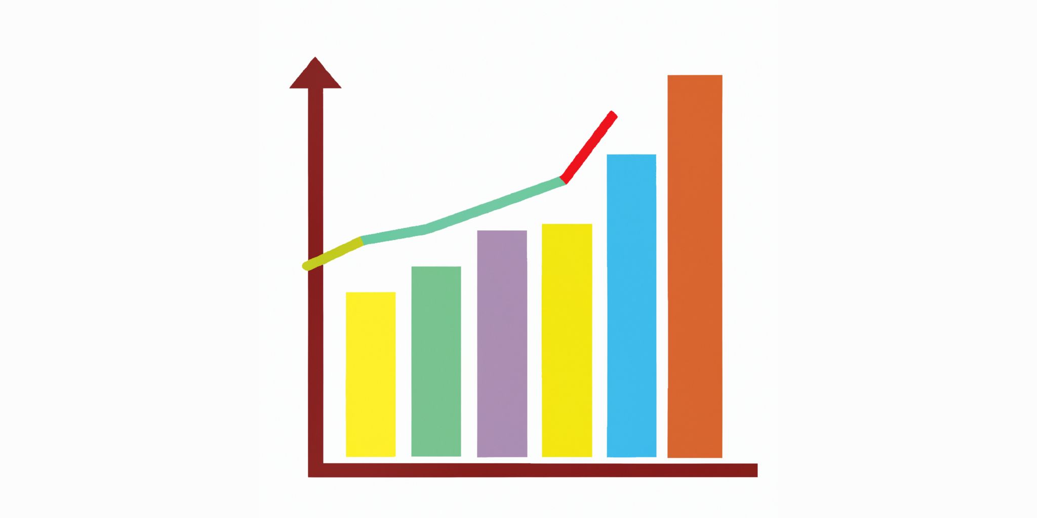 Graph in flat illustration style with gradients and white background