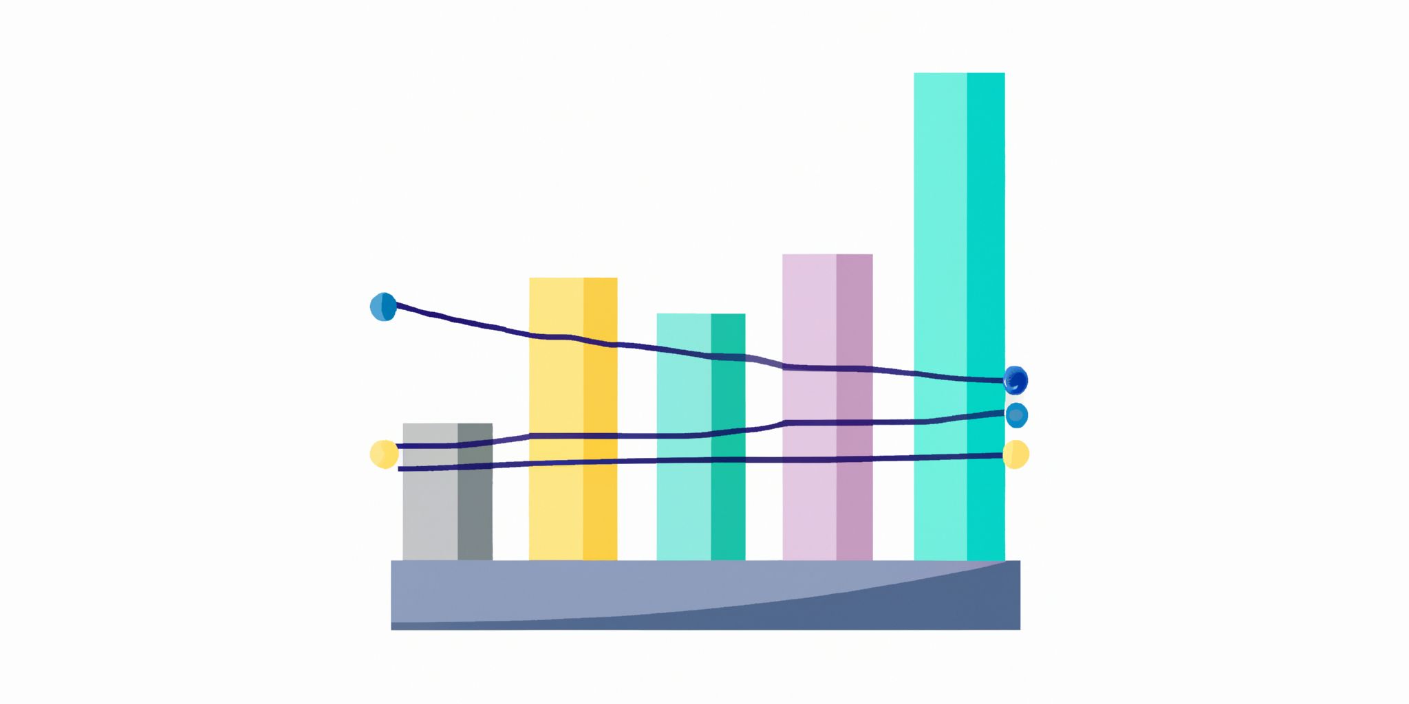 Graph in flat illustration style with gradients and white background