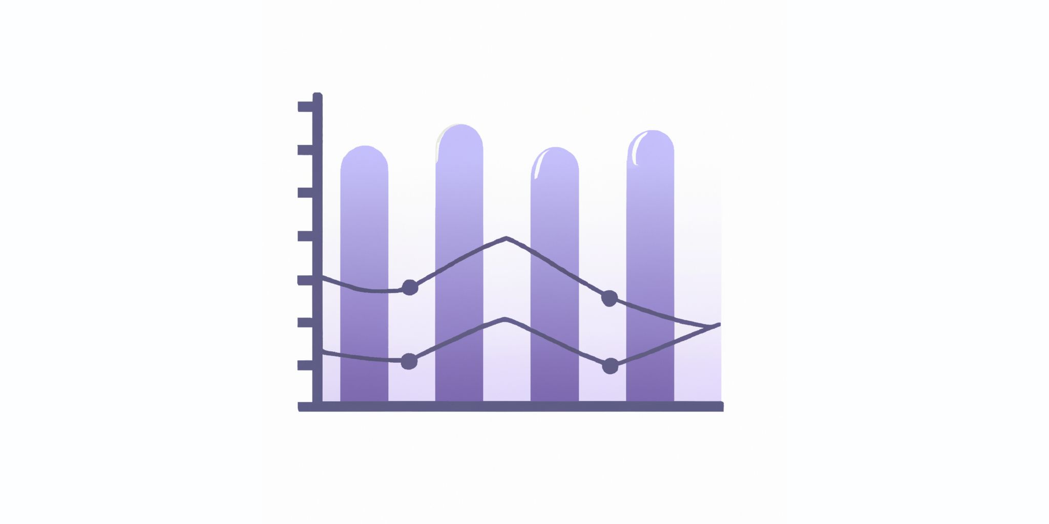 Graph in flat illustration style with gradients and white background