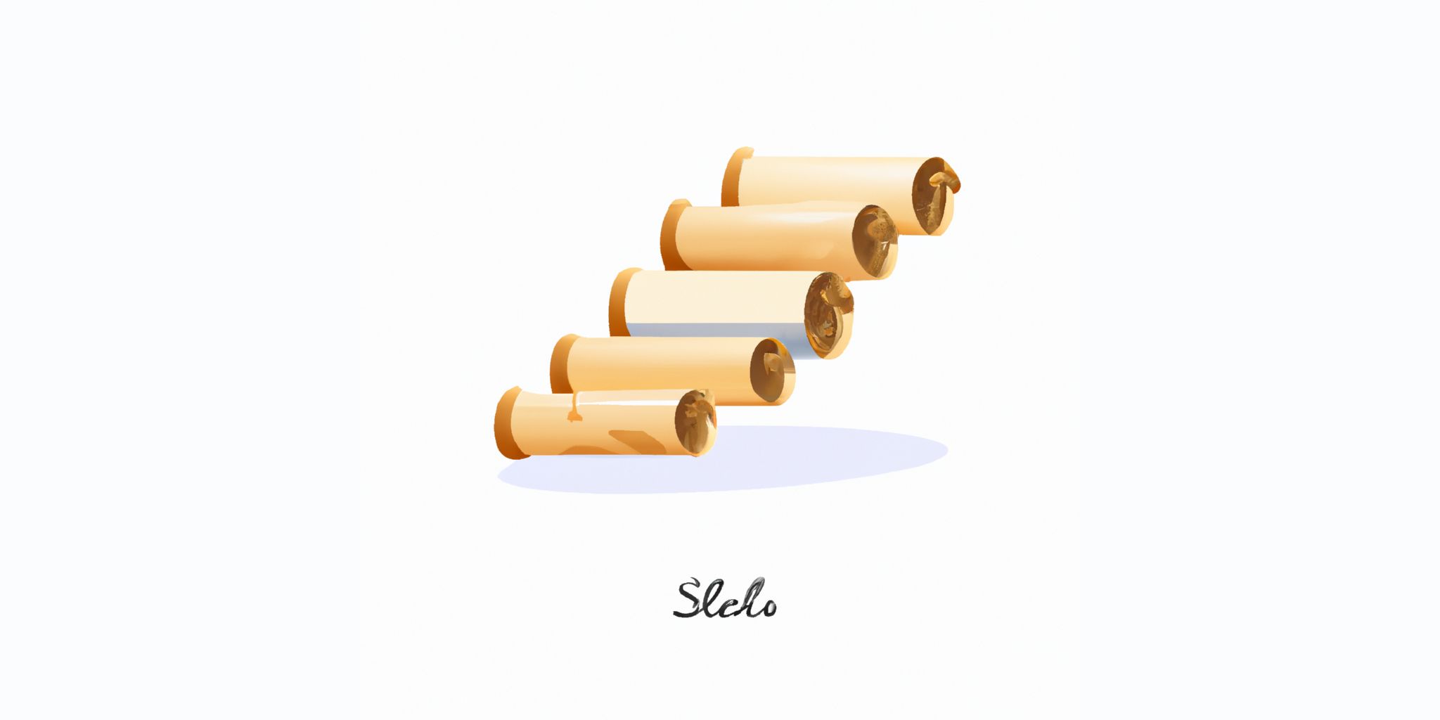 Stack of scrolls in flat illustration style with gradients and white background