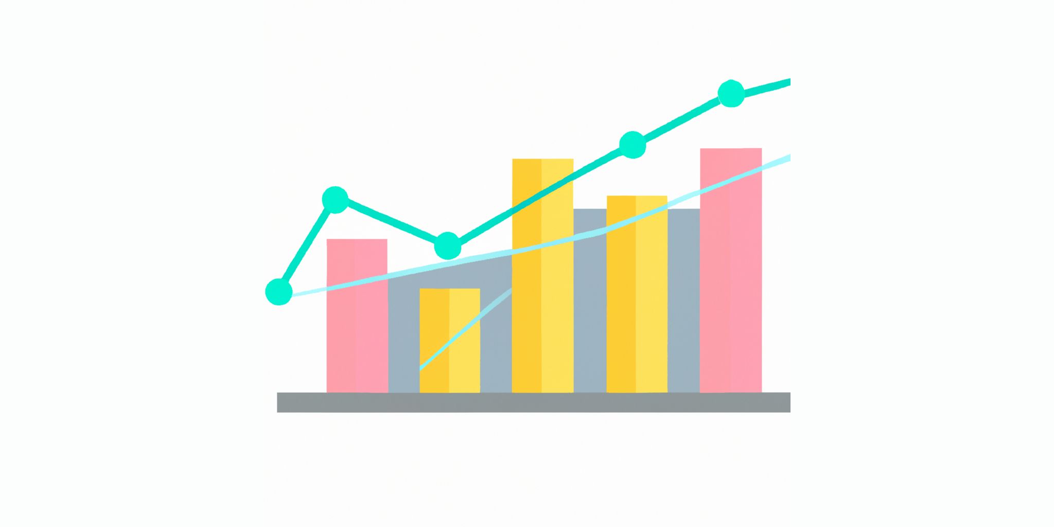 Graph in flat illustration style with gradients and white background