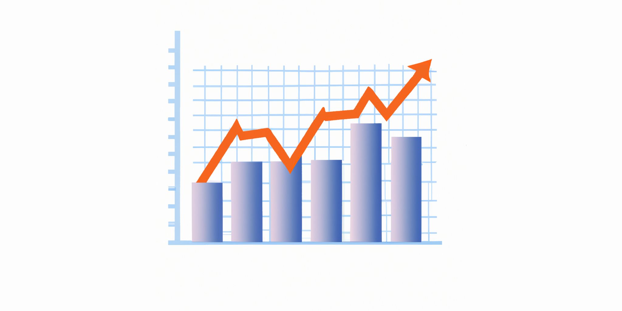 Graph in flat illustration style with gradients and white background