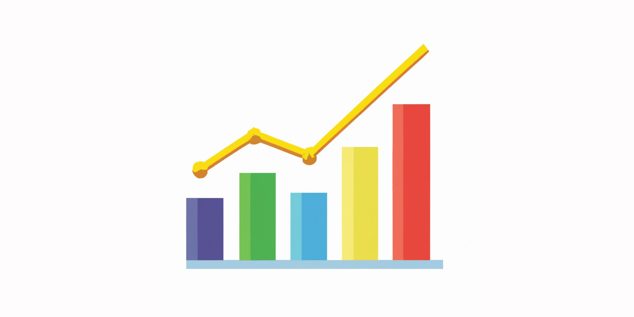 Graph in flat illustration style with gradients and white background