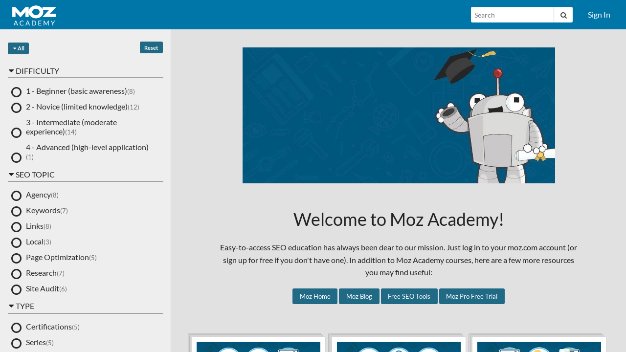 Moz Academy website