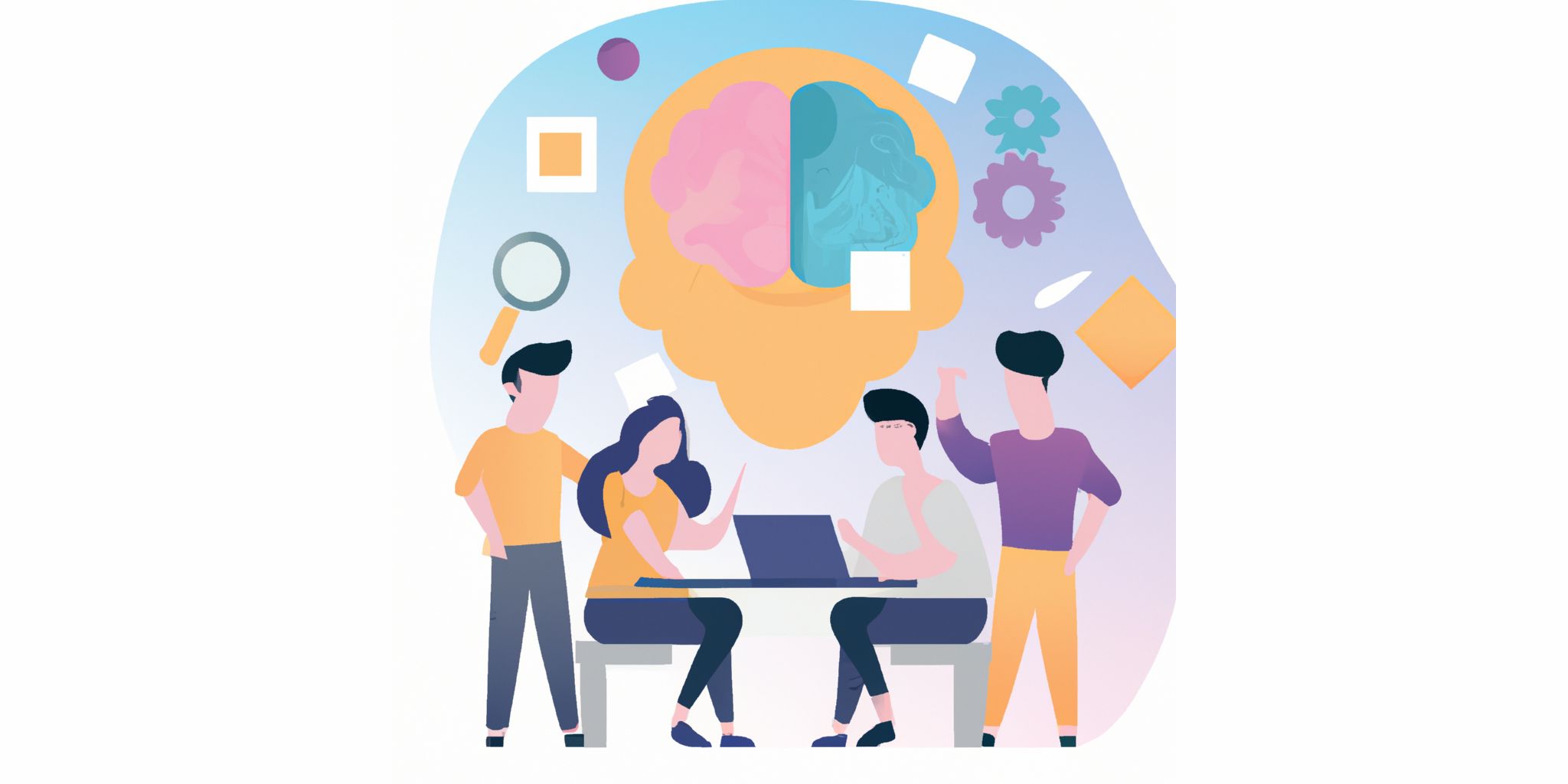 Brainstorm in flat illustration style with gradients and white background