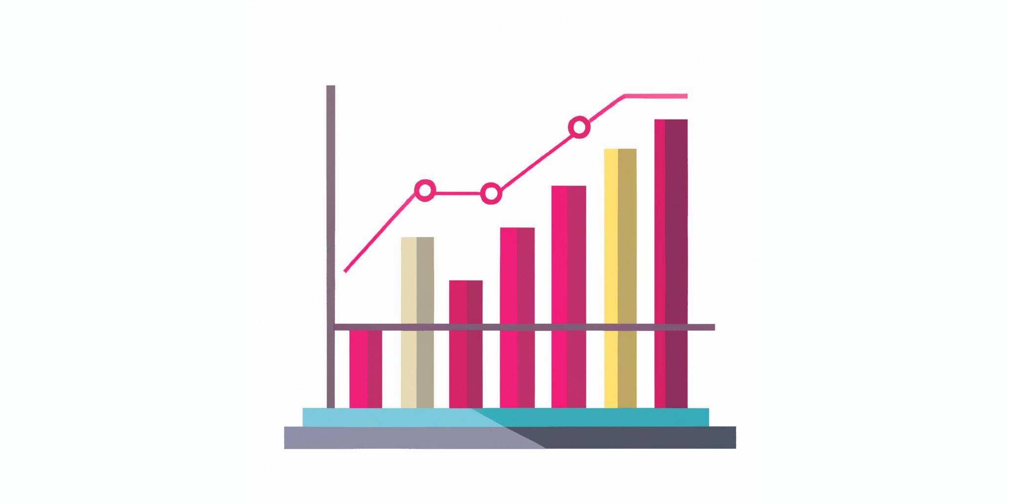 Graph in flat illustration style with gradients and white background