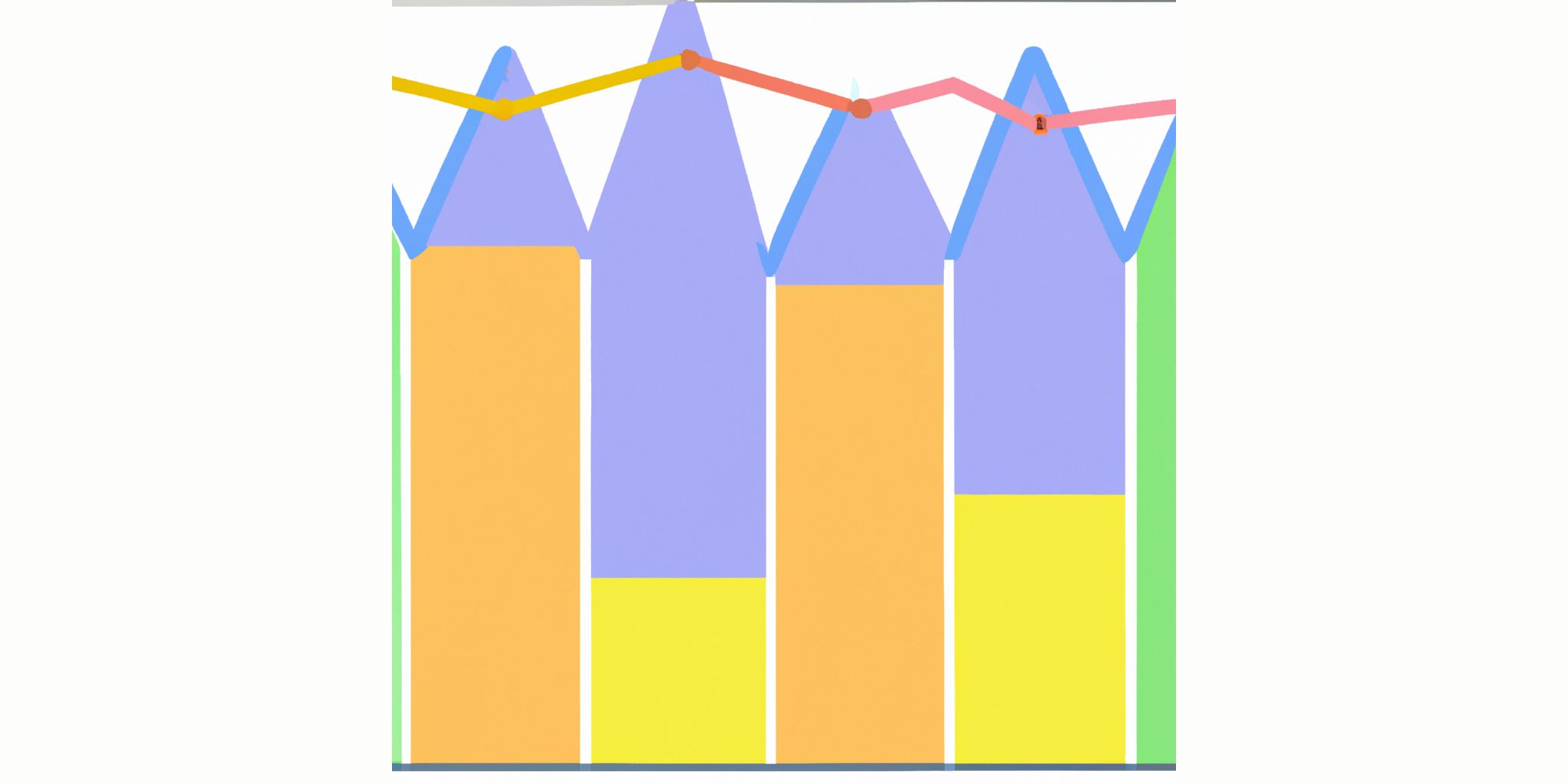 Graph in flat illustration style with gradients and white background