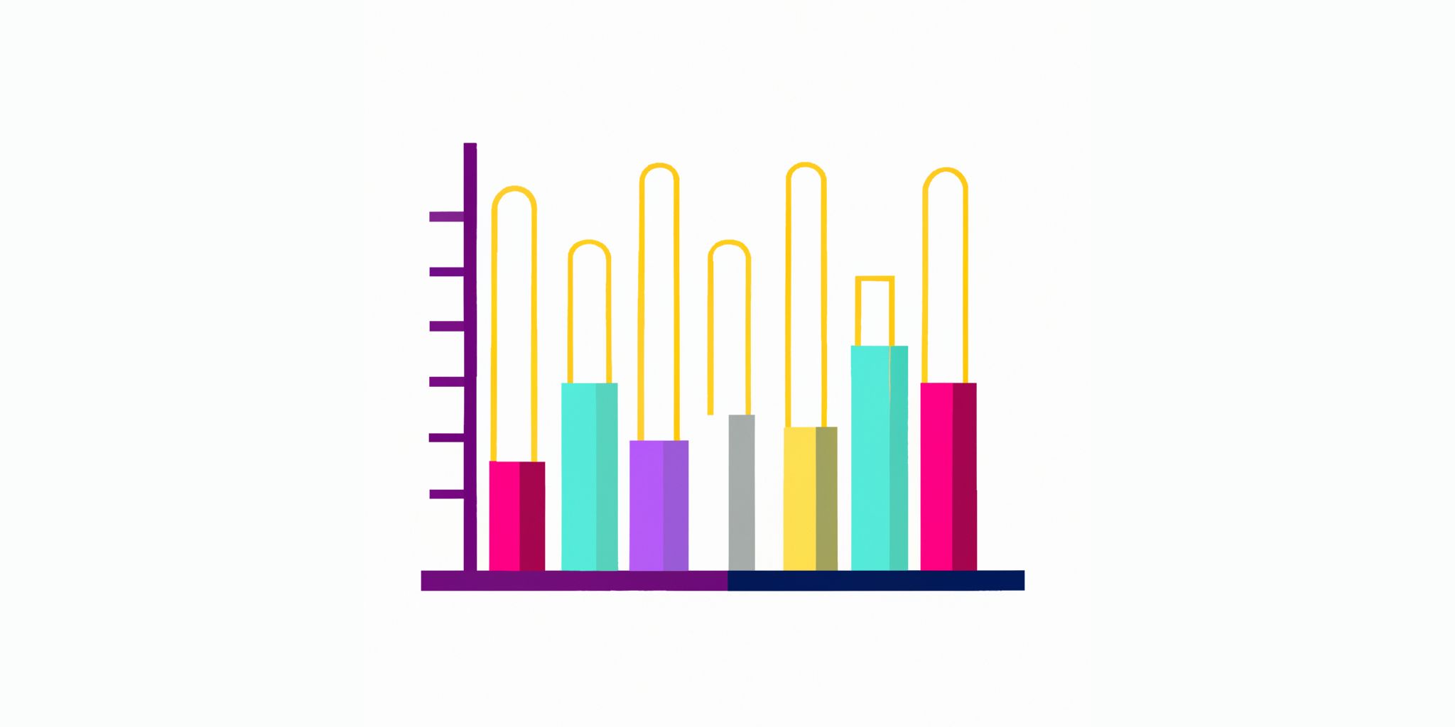 Graph in flat illustration style with gradients and white background