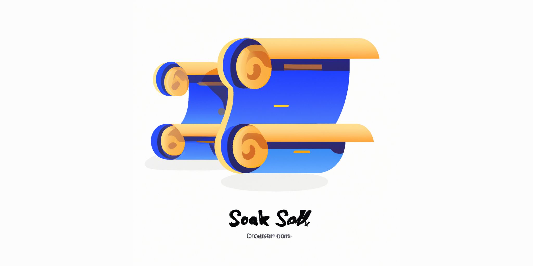 Stack of scrolls in flat illustration style with gradients and white background