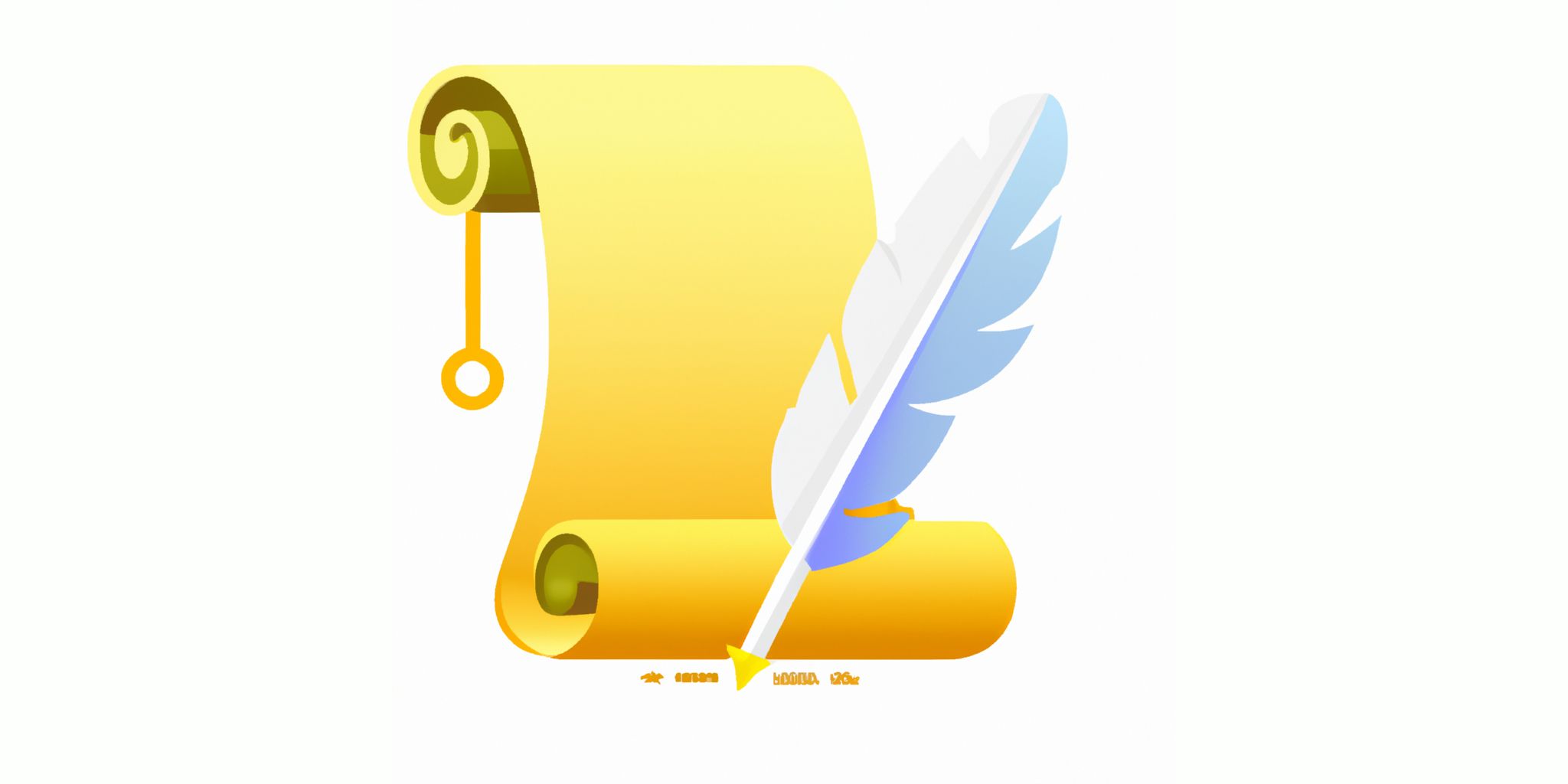 quill and scroll in flat illustration style with gradients and white background