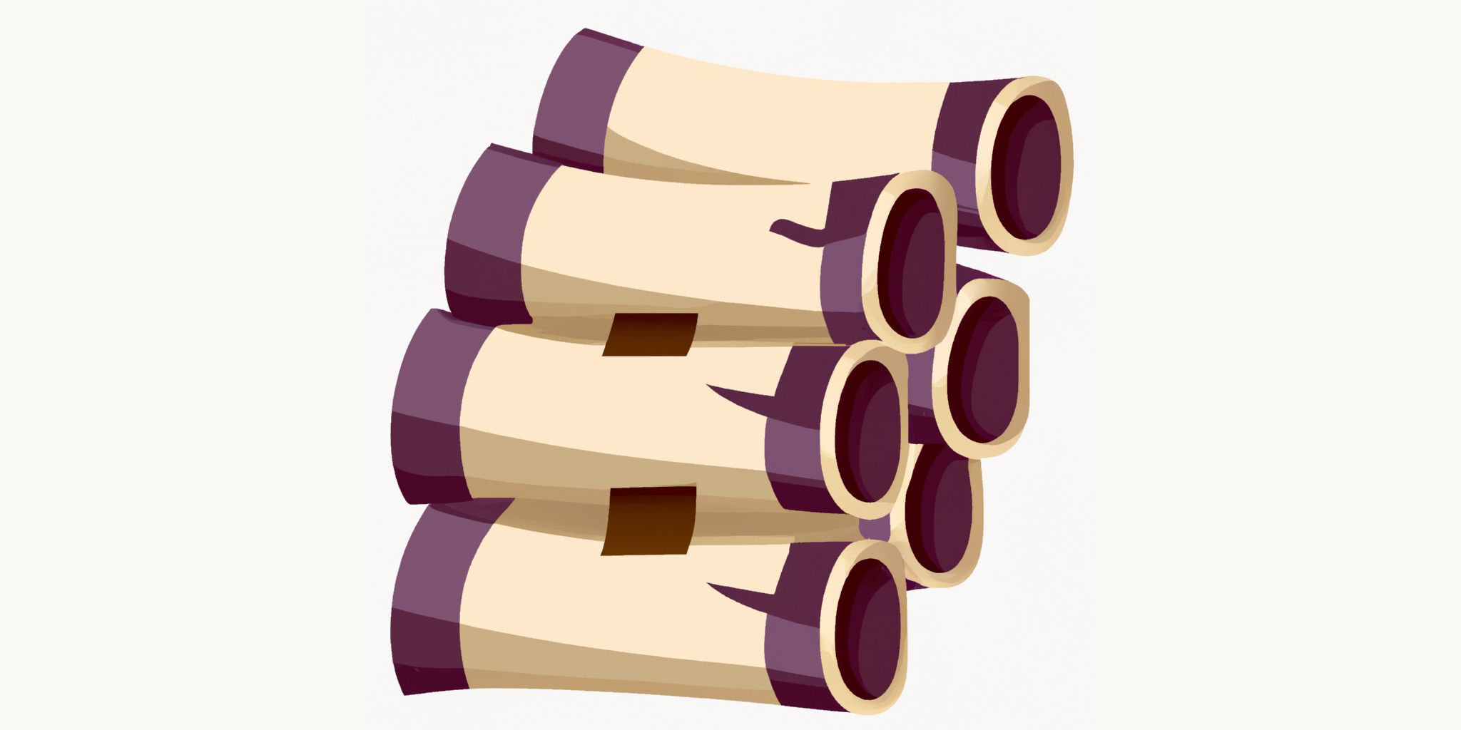 Stack of scrolls in flat illustration style with gradients and white background